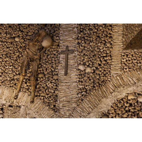 Portugal, Evora Bones in San Francisco Church White Modern Wood Framed Art Print by Zuckerman, Jim