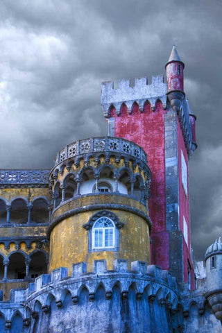 Portugal, Sintra Detail of Pena Palace White Modern Wood Framed Art Print with Double Matting by Zuckerman, Jim