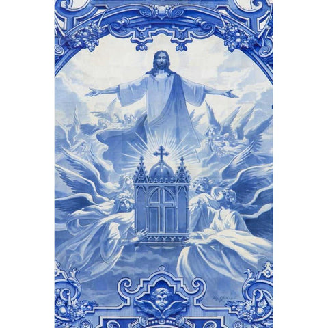 Portugal, Porto Ildefonso Church Mosaic Gold Ornate Wood Framed Art Print with Double Matting by Zuckerman, Jim