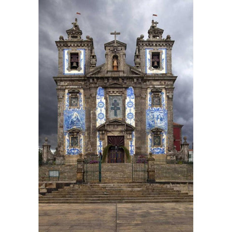 Portugal, Porto Front of Santo Ildefonso Church Black Modern Wood Framed Art Print with Double Matting by Zuckerman, Jim