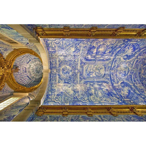 Portugal, Almancil St Lawrence Church Ceiling Black Modern Wood Framed Art Print by Zuckerman, Jim