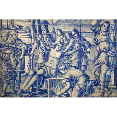 Portugal, Almancil St Lawrence Church tilework Gold Ornate Wood Framed Art Print with Double Matting by Zuckerman, Jim