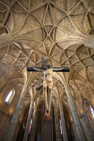 Portugal, Lisbon Jeronimos Monastery= interior Black Ornate Wood Framed Art Print with Double Matting by Zuckerman, Jim