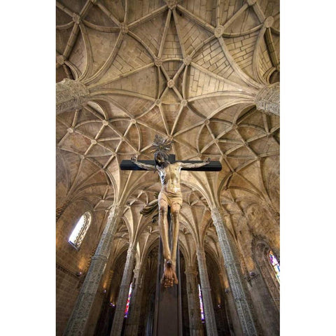 Portugal, Lisbon Jeronimos Monastery= interior Black Modern Wood Framed Art Print by Zuckerman, Jim