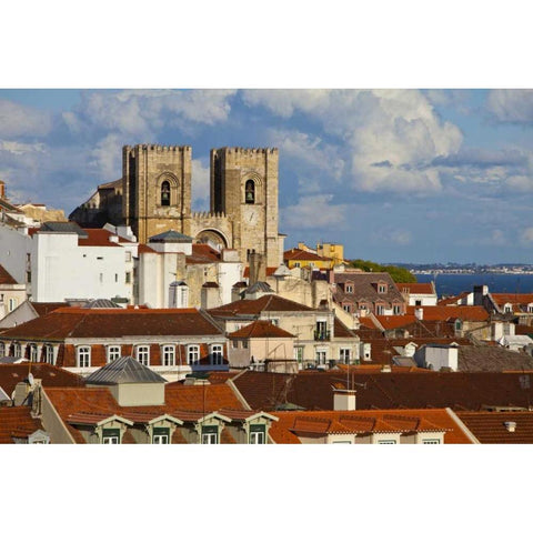 Portugal, Lisbon Lisbon Cathedral in daytime White Modern Wood Framed Art Print by Zuckerman, Jim