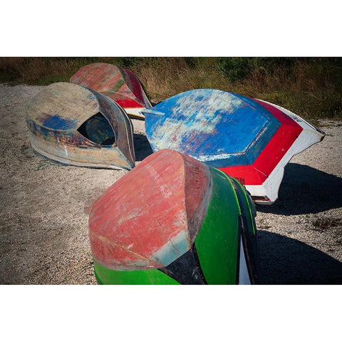 Europe-Portugal-Torreira-Wooden boats on beach Gold Ornate Wood Framed Art Print with Double Matting by Jaynes Gallery