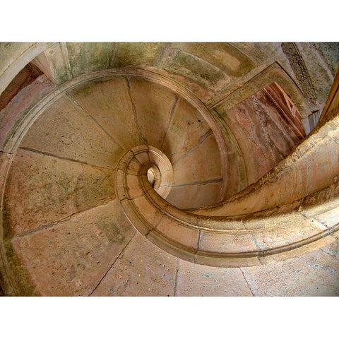 Portugal-Tomar-Stairway in the Royal Cloister of the Convent of Christ in Tomar Black Modern Wood Framed Art Print by Eggers, Julie