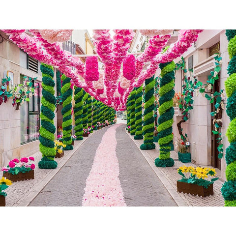 Portugal-Tomar-During the Feast of the Trays-or Festa dos Tabuleiros-the residents of each street c Gold Ornate Wood Framed Art Print with Double Matting by Eggers, Julie