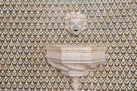 Cascais-Portugal Geometric patterned Portuguese tiles White Modern Wood Framed Art Print with Double Matting by McRoberts, Julien