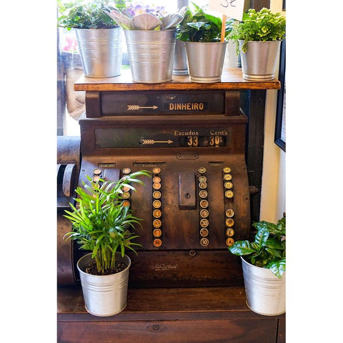 Lisbon-Portugal Antique Portuguese cash register Gold Ornate Wood Framed Art Print with Double Matting by McRoberts, Julien