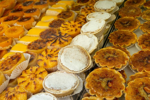 Lisbon- Portugal. Traditional Portuguese pastries. Natas are the national dessert. Black Ornate Wood Framed Art Print with Double Matting by McRoberts, Julien