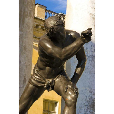 Russia, Pushkin Statue at Alexander Palace Gold Ornate Wood Framed Art Print with Double Matting by Ross, Nancy ,  Steve