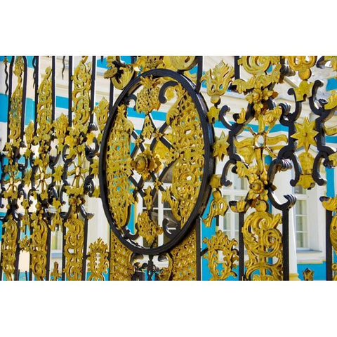 Russia, Pushkin Gate detail at Catherine Palace Gold Ornate Wood Framed Art Print with Double Matting by Ross, Nancy ,  Steve