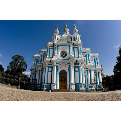 Russia, St Petersburg Smolny Cathedral White Modern Wood Framed Art Print by Ross, Nancy ,  Steve