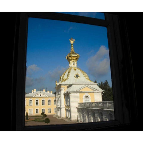 Russia, St Petersburg View of Peterhof Palace White Modern Wood Framed Art Print by Ross, Nancy ,  Steve