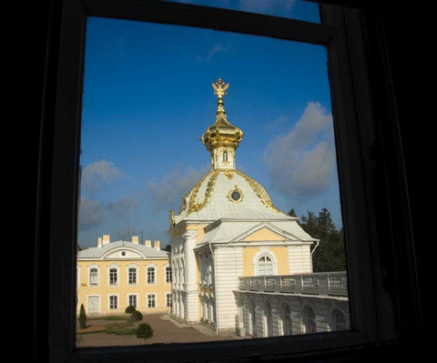 Russia, St Petersburg View of Peterhof Palace Black Ornate Wood Framed Art Print with Double Matting by Ross, Nancy ,  Steve