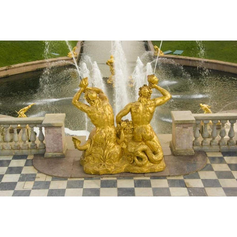 Russia Samson fountain at Peterhof White Modern Wood Framed Art Print by Ross, Nancy ,  Steve