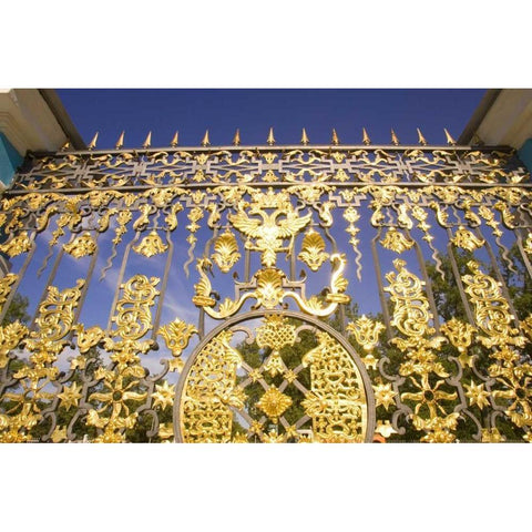 Russia, Pushkin Gate detail at Catherine Palace White Modern Wood Framed Art Print by Ross, Nancy ,  Steve