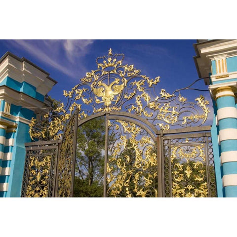 Russia, Pushkin Gate detail at Catherine Palace Black Modern Wood Framed Art Print with Double Matting by Ross, Nancy ,  Steve