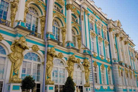 Russia, Pushkin Portion of Catherine Palace White Modern Wood Framed Art Print with Double Matting by Ross, Nancy ,  Steve
