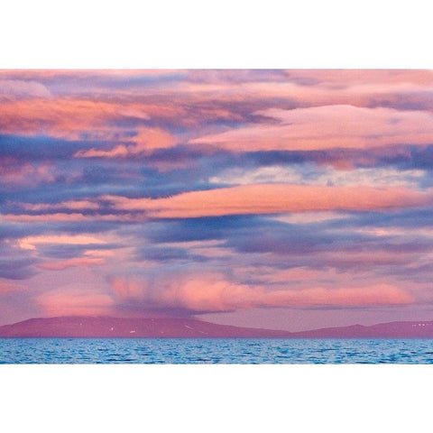 Sunset sky over the ocean-Cape Dezhnev-Bering Sea-Russian Far East Gold Ornate Wood Framed Art Print with Double Matting by Su, Keren