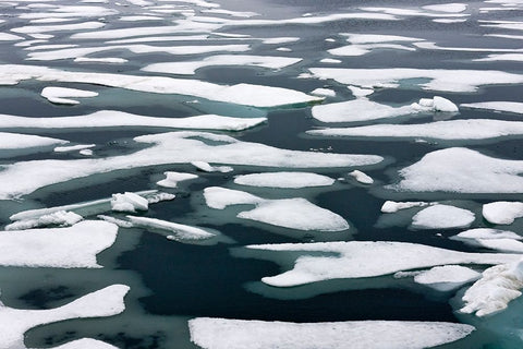 Floating ice in Chukchi Sea-Russian Far East White Modern Wood Framed Art Print with Double Matting by Su, Keren