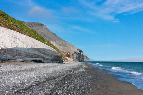 Beach-Cape Dezhnev-most eastern corner of Eurasia-Russian Far East Black Ornate Wood Framed Art Print with Double Matting by Su, Keren