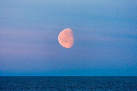 Moon over the Bering Sea-Russia Far East Black Ornate Wood Framed Art Print with Double Matting by Su, Keren