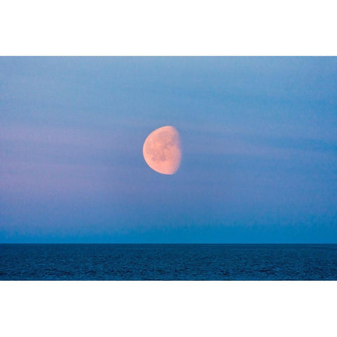 Moon over the Bering Sea-Russia Far East Black Modern Wood Framed Art Print by Su, Keren
