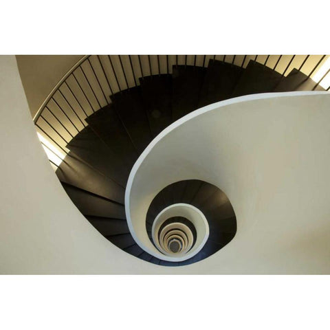 Europe Spain, Bilbao Spiral staircase Black Modern Wood Framed Art Print by Zuckerman, Jim