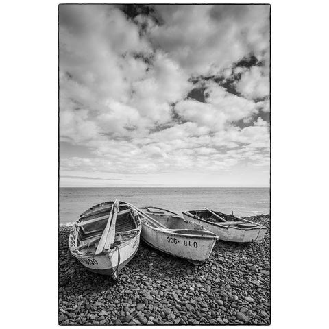 Spain-Canary Islands-Fuerteventura Island-Pozo Negro-fishing boats White Modern Wood Framed Art Print by Bibikow, Walter