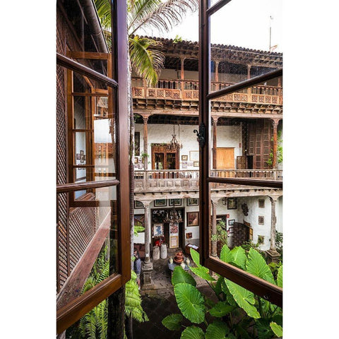 Spain-Canary Islands-Tenerife Island-La Orotava-Casa de los Balcones-traditional Canarian house Gold Ornate Wood Framed Art Print with Double Matting by Bibikow, Walter