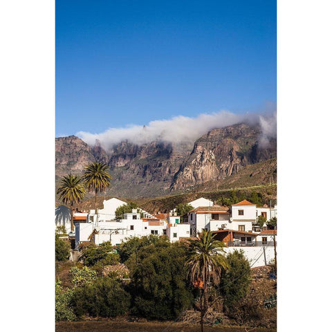 Spain-Canary Islands-Gran Canaria Island-Santa Lucia de Tirajana-town view White Modern Wood Framed Art Print by Bibikow, Walter
