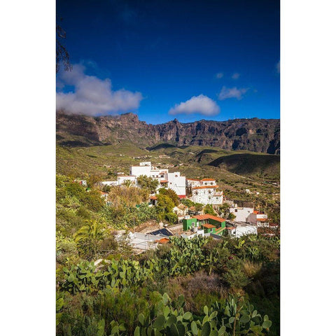 Spain-Canary Islands-Gran Canaria Island-San Bartolome de Tirajana-high angle view of town Gold Ornate Wood Framed Art Print with Double Matting by Bibikow, Walter
