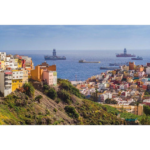 Spain-Canary Islands-Gran Canaria Island-Las Palmas de Gran Canaria White Modern Wood Framed Art Print by Bibikow, Walter