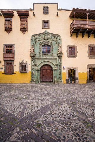 Spain-Canary Islands-Gran Canaria Island-Las Palmas de Gran Canaria-Casa Museo de Colon-exterior Black Ornate Wood Framed Art Print with Double Matting by Bibikow, Walter