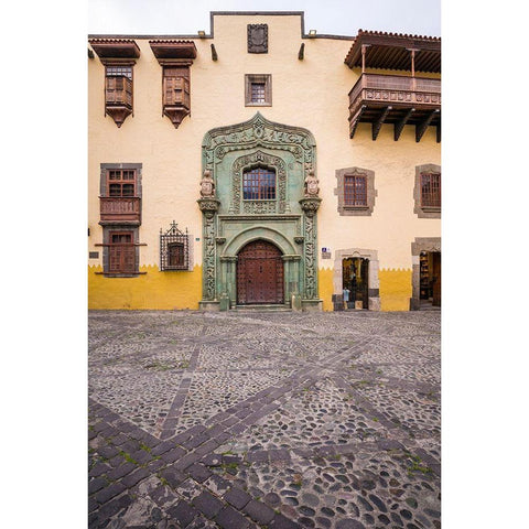 Spain-Canary Islands-Gran Canaria Island-Las Palmas de Gran Canaria-Casa Museo de Colon-exterior Black Modern Wood Framed Art Print with Double Matting by Bibikow, Walter