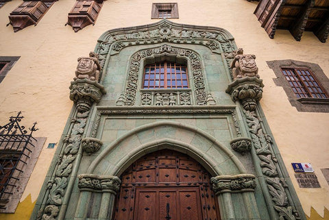 Spain-Canary Islands-Gran Canaria Island-Las Palmas de Gran Canaria-Casa Museo de Colon-exterior White Modern Wood Framed Art Print with Double Matting by Bibikow, Walter