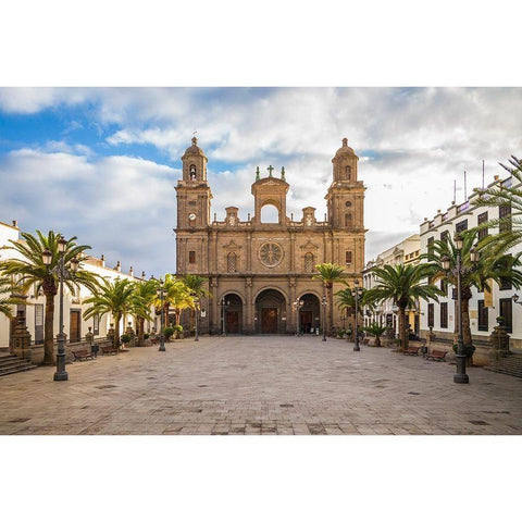 Spain-Canary Islands-Gran Canaria Island-Las Palmas de Gran Canaria-Catedral de Santa Ana-exterior Black Modern Wood Framed Art Print by Bibikow, Walter