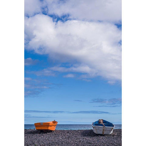 Spain-Canary Islands-Fuerteventura Island-Pozo Negro-fishing boats Black Modern Wood Framed Art Print with Double Matting by Bibikow, Walter