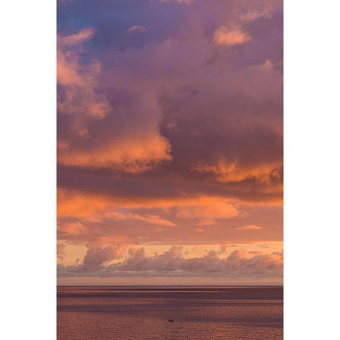 Canary Islands-Fuerteventura Island-Morro Jable-Playa de la Cebada beach-sunset sky Black Modern Wood Framed Art Print with Double Matting by Bibikow, Walter