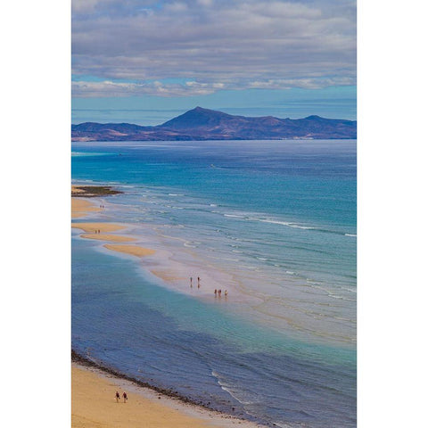 Canary Islands-Fuerteventura Island-Costa Calma-high angle view of Playa de Sotavento beach Black Modern Wood Framed Art Print by Bibikow, Walter