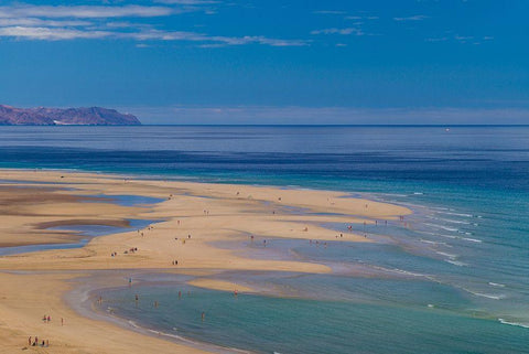 Canary Islands-Fuerteventura Island-Costa Calma-high angle view of Playa de Sotavento beach Black Ornate Wood Framed Art Print with Double Matting by Bibikow, Walter