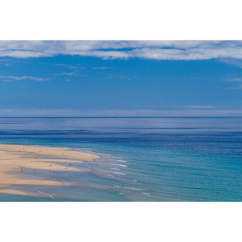 Canary Islands-Fuerteventura Island-Costa Calma-high angle view of Playa de Sotavento beach White Modern Wood Framed Art Print by Bibikow, Walter