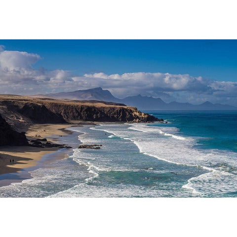Canary Islands-Fuerteventura Island-La Pared-Playa de la Pared-prime west coast surfing beach Black Modern Wood Framed Art Print by Bibikow, Walter