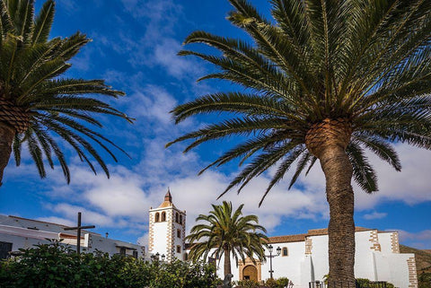 Canary Islands-Fuerteventura Island-Betancuria-Iglesia de Santa Maria church-exterior Black Ornate Wood Framed Art Print with Double Matting by Bibikow, Walter