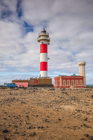 Canary Islands-Fuerteventura Island-El Cotillo-Faro de Toston lighthouse Black Ornate Wood Framed Art Print with Double Matting by Bibikow, Walter