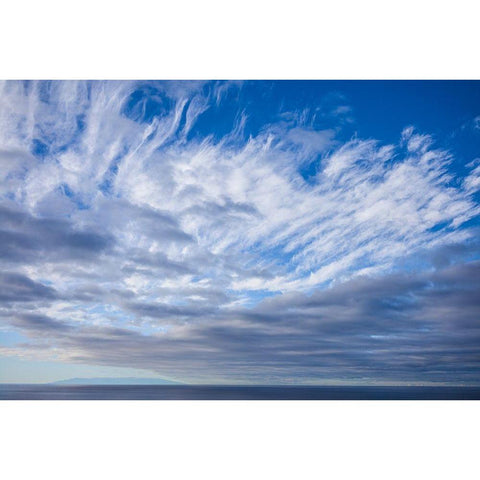 Canary Islands-La Palma Island-Puerto Naos-dramatic sky and view towards El Hierro Island Black Modern Wood Framed Art Print with Double Matting by Bibikow, Walter