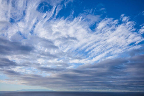 Canary Islands-La Palma Island-Puerto Naos-dramatic sky and view towards El Hierro Island Black Ornate Wood Framed Art Print with Double Matting by Bibikow, Walter
