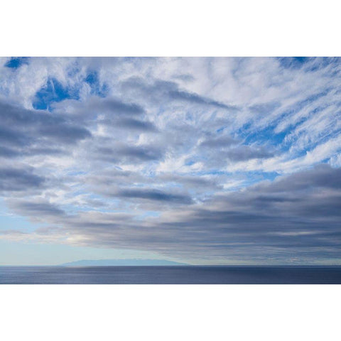 Canary Islands-La Palma Island-Puerto Naos-dramatic sky and view towards El Hierro Island Black Modern Wood Framed Art Print by Bibikow, Walter